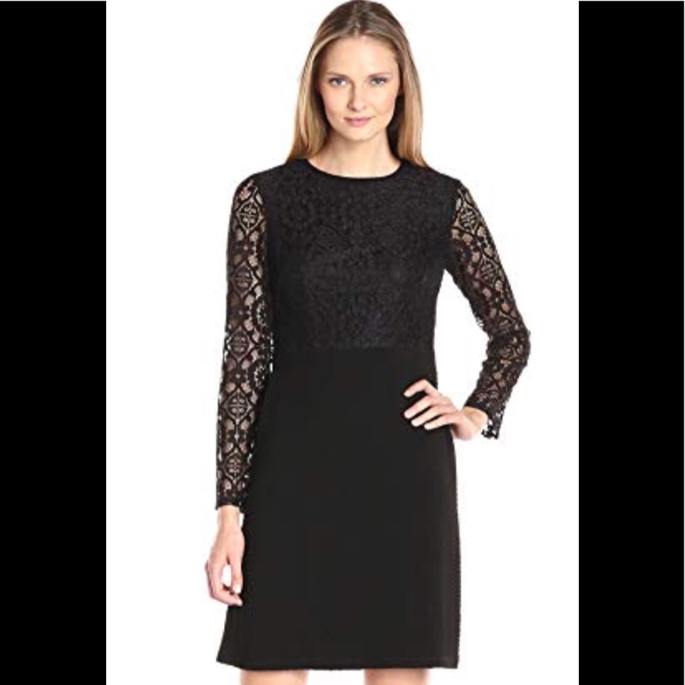 London Times round neck lace a line dress
J